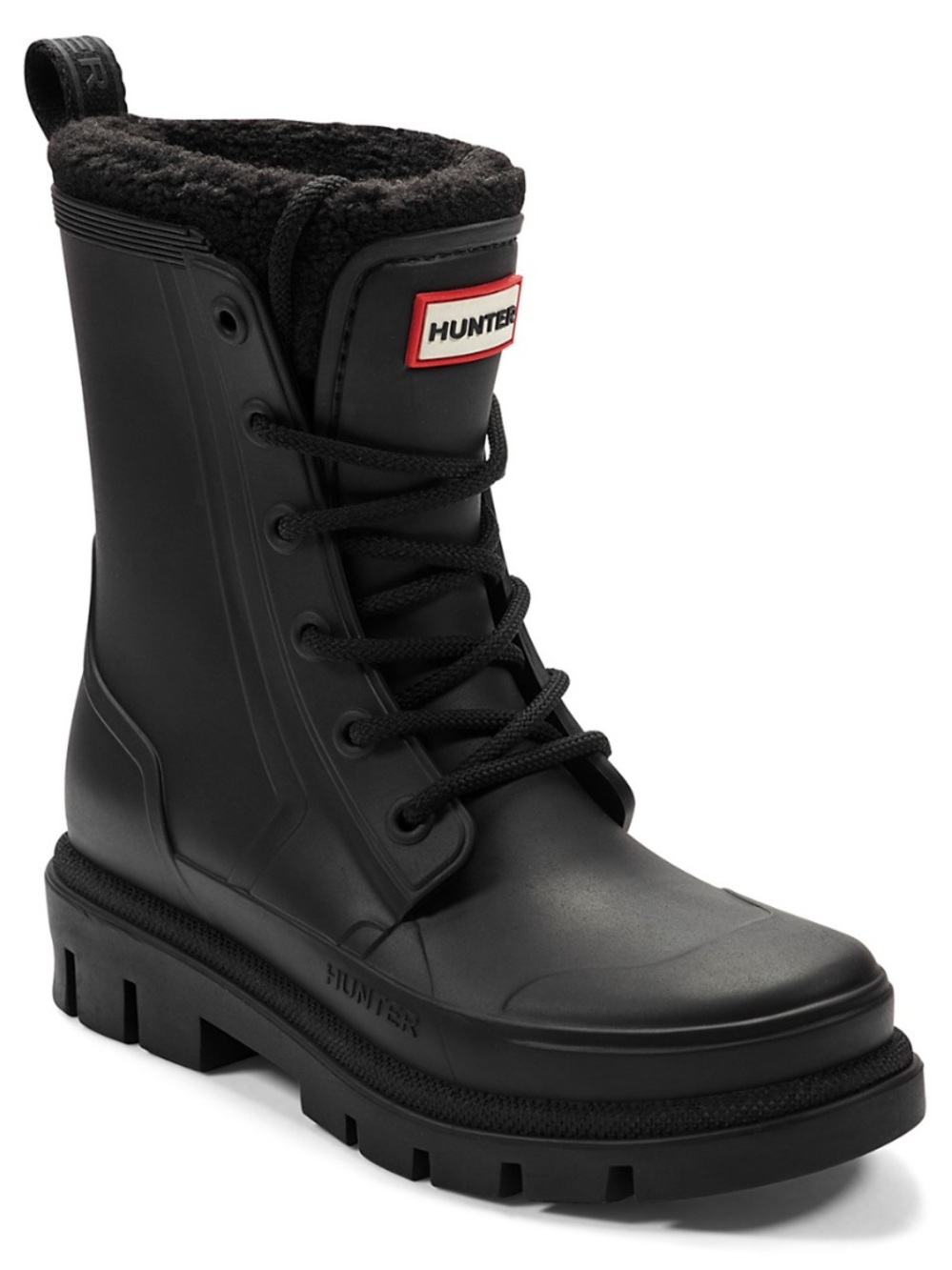 Hunter Women’s HW Diana’s Black Lace-Up Chunky Rain/Snow Boots Sz 10 NWB